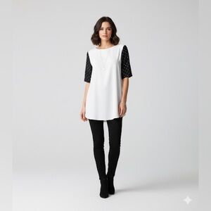 Women's White and Black Top